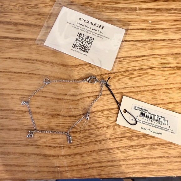 Coach Mini Charm Bracelet Silver Tone w/ 4 Charms NWT Adjustable up to 8” - Picture 14 of 17